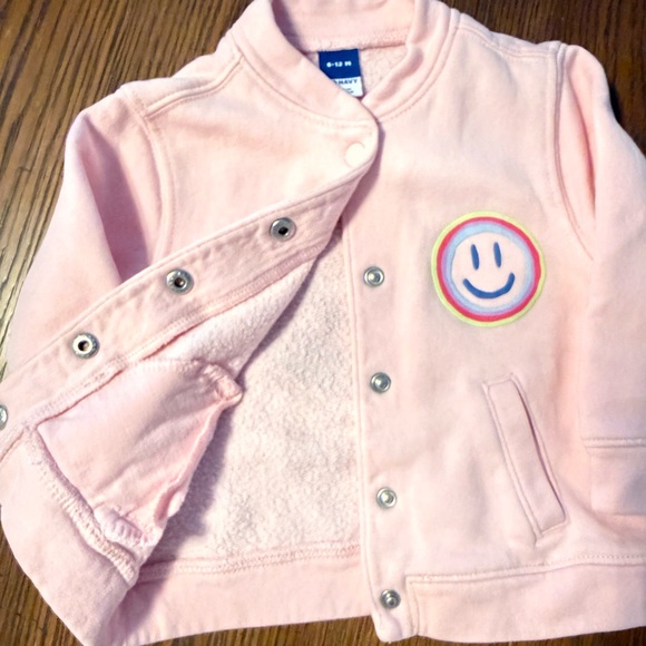 Old Navy Baby Girl Light Pink Smiley Jacket - Picture 2 of 5